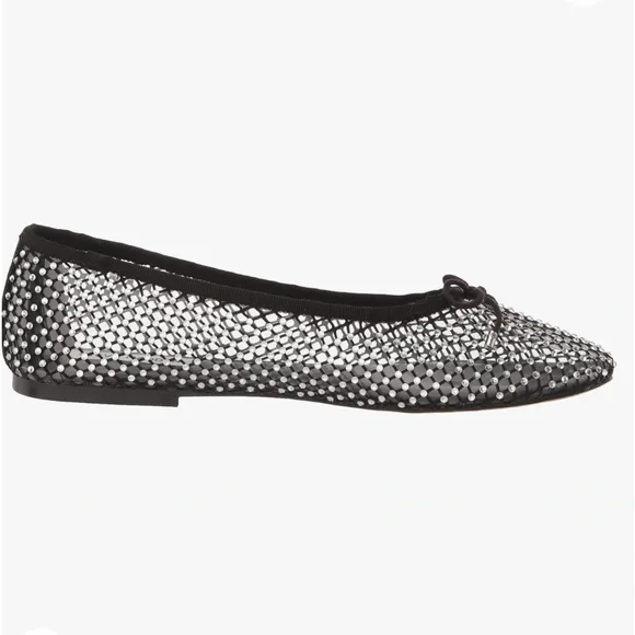 NWT Steve Madden black mesh ballet flat 8.5 with crystals NIB - Picture 2 of 4